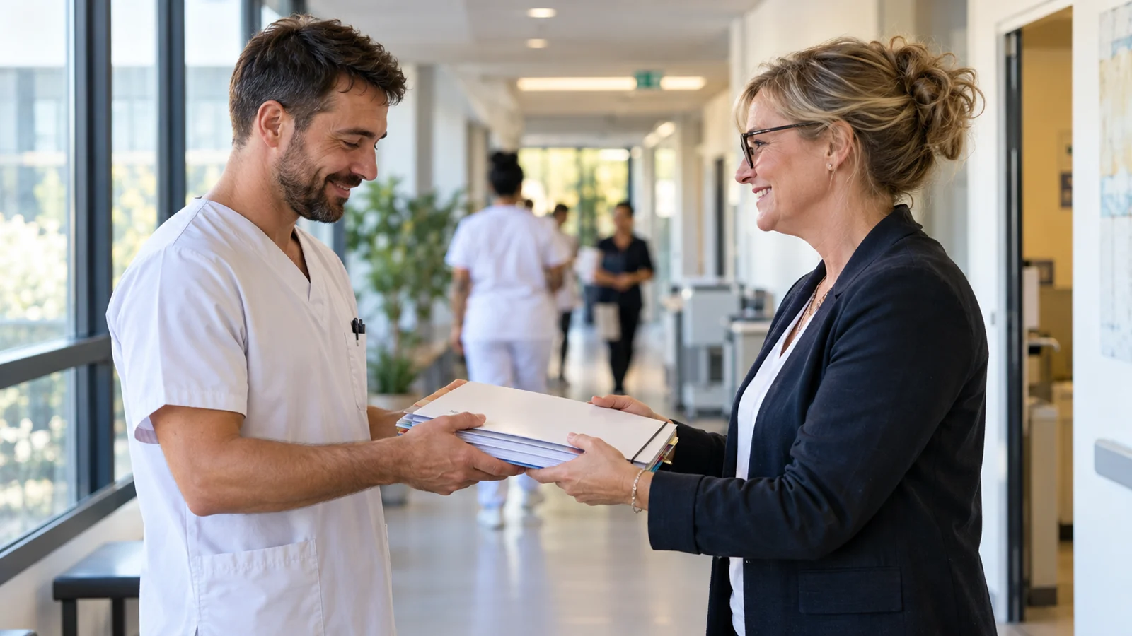 Professionnels travaillant sur distinguer effets sur la reconnaissance, la mobilité, les compétences, la confiance et l’emploi sans promettre la validation ni la promotion dans un espace lumineux avec documents et ordinateur