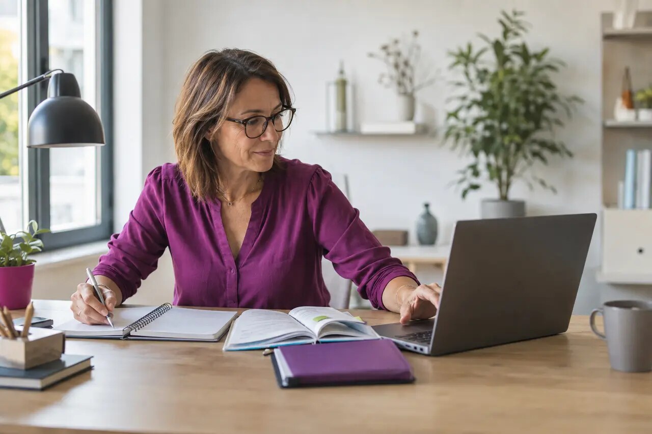 Formatrice préparant une ressource avec une IA générative