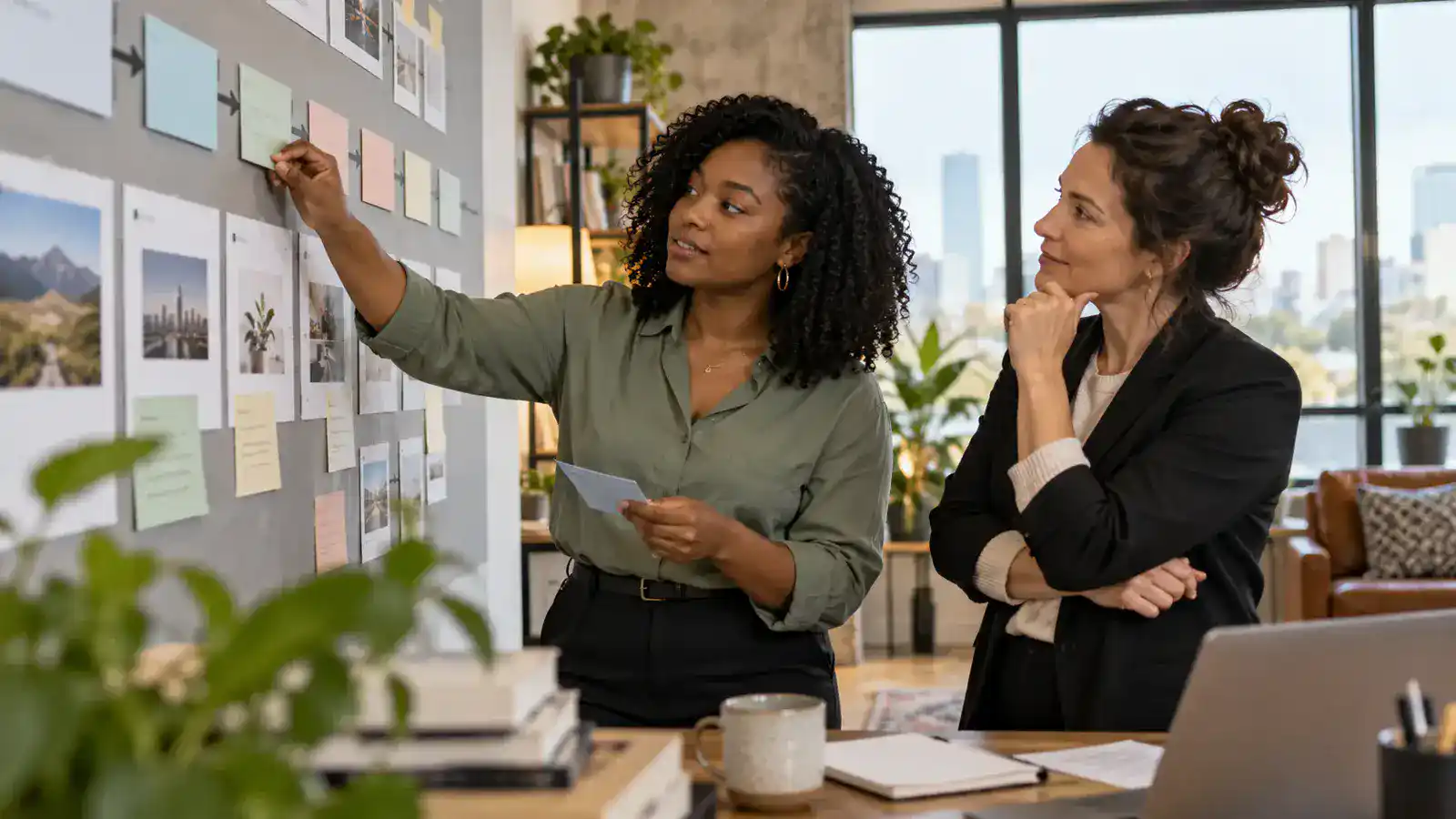 Professionnels travaillant sur formuler un résultat, ordonner les actions, attribuer les responsabilités, dater les jalons, prévoir les ressources et les critères de révision dans un environnement lumineux et accessible